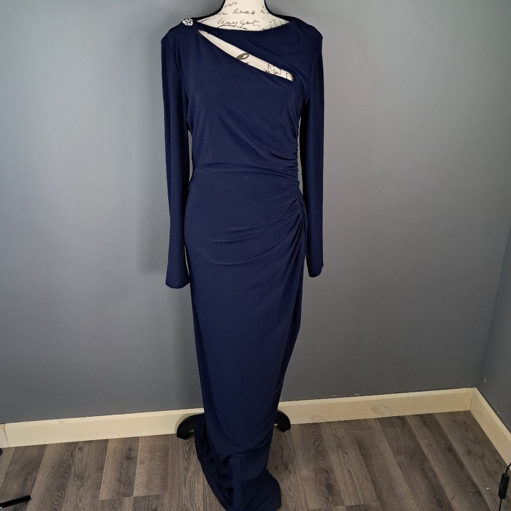 Lauren Ralph Lauren Evening Size 8 Navy Blue Floor Length Dress Embellished